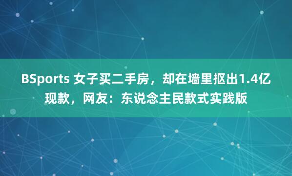 BSports 女子买二手房，却在墙里抠出1.4亿现款，网友：东说念主民款式实践版