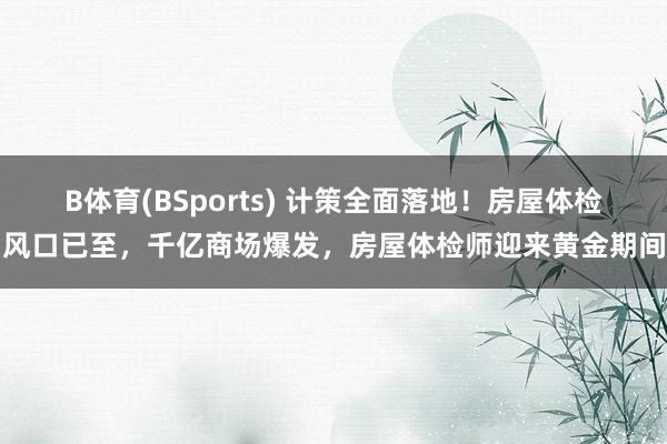 B体育(BSports) 计策全面落地！房屋体检风口已至，千亿商场爆发，房屋体检师迎来黄金期间