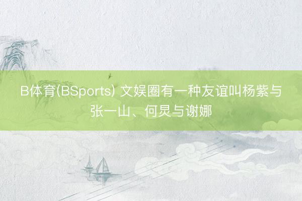 B体育(BSports) 文娱圈有一种友谊叫杨紫与张一山、何炅与谢娜